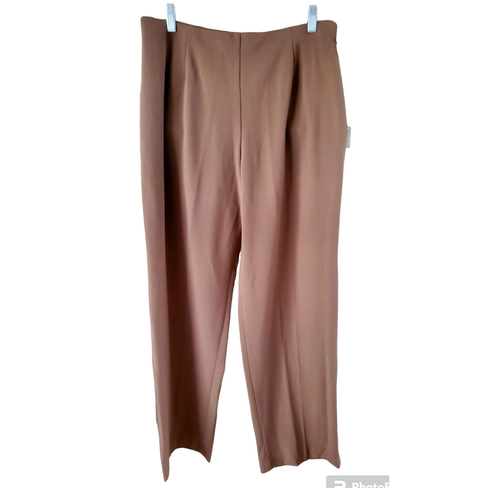 Coldwater Creek Tan Brown Holly Fit Wide Straight Leg Dress Pants Sz 14 NWT